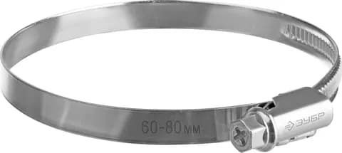 ЗУБР Х-9Н, 60 - 80 мм, накатная лента 9 мм, цинк, 50 шт, червячный хомут (37807-80)