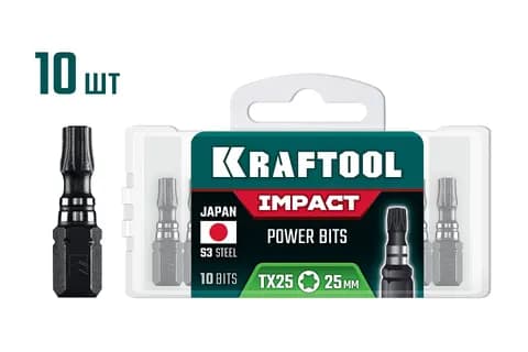 KRAFTOOL Impact TX 25, 25 мм, 10 шт, ударные биты (26195-25-25-S10)