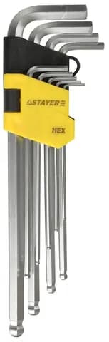 STAYER HERCULES HEX-Ball, 9 шт, набор длинных шестигранных ключей (2741-H9-2)