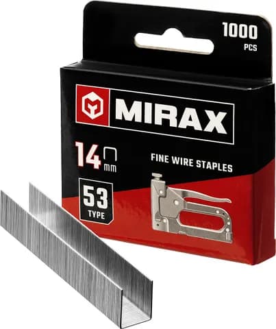 MIRAX скобы тип 53 (A/10/JT21), 14 мм, калибр 23GA. 1000 шт (3153-14)