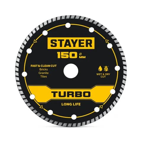 STAYER TURBO 150 мм (22.2 х 7 х 2.4 мм), сегментированный алмазный диск (3662-150)
