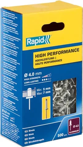 RAPID R:High-performance-rivet, 4.0 х 10 мм, 500 шт, алюминиевая высокопроизводительная заклепка (5001433)