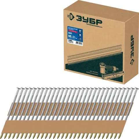 ЗУБР SN21 90 х 3.1 мм, реечные гвозди рифленые оцинкованные, 2010 шт(305396-90)