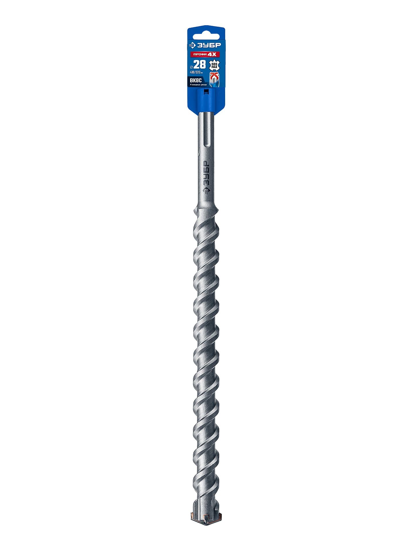 ЗУБР ПРОФИ-4Х 28x410/520 мм, SDS-max бур, ПРОФЕССИОНАЛ (29350-410-28)