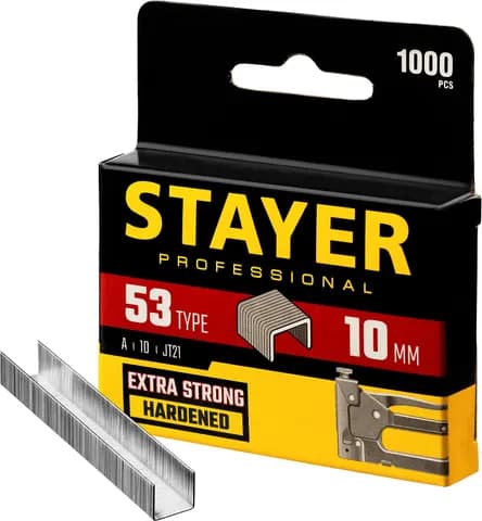 STAYER скобы тип 53 (A/10/JT21), 10 мм, калибр 23GA. 1000 шт. (3159-10)