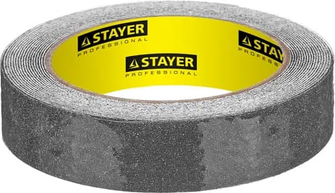 STAYER 25 мм, 5 м, черная, противоскользящая клейкая лента, Professional (12270-25-05)