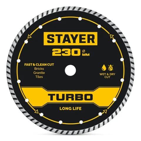 STAYER TURBO 230 мм (22.2 х 7 х 2.8 мм), сегментированный алмазный диск (3662-230)