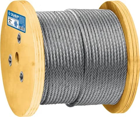 ЗУБР DIN 3060, свивка 6 х 19 + IWR, 14 мм, L 50 м, грузоподъемный стальной трос, Профессионал (30415-14)
