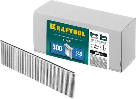 KRAFTOOL гвозди тип 300 (47/J/ F), 45 мм, калибр 18GA. 5000 шт (31785-45)