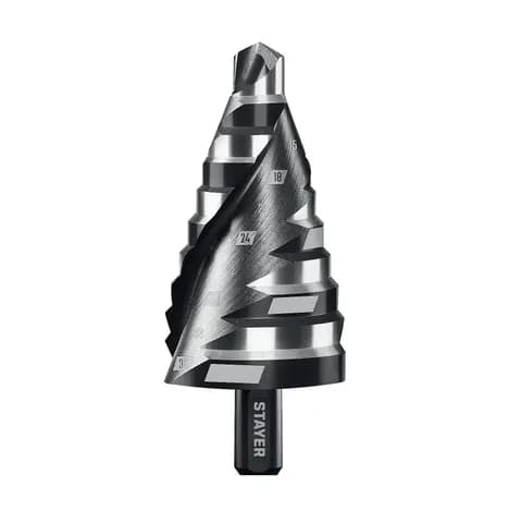 STAYER Pro-Max 9-36мм, 10 ступеней, винтовая спираль, сверло ступенчатое (29661-9-36-10)