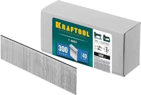 KRAFTOOL гвозди тип 300 (47/J/ F), 40 мм, калибр 18GA. 5000 шт (31785-40)
