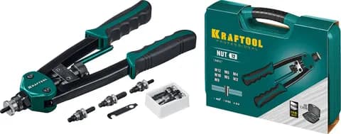 KRAFTOOL NUT-12, М3 - М12, 380 мм, резьбовой двуручный заклепочник в кейсе (31183)