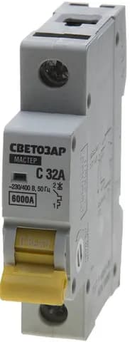 СВЕТОЗАР ВА-60, 1P, 32А, C, 6кА, автоматический выключатель (SV-49061-32-C)
