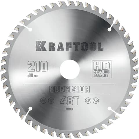 KRAFTOOL Precision, 210 х 30 мм, 48Т, пильный диск по дереву (36952-210-30)