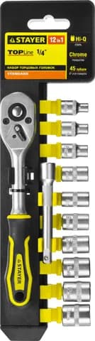 STAYER RSS 12S, 12 предм., (1/4″), набор торцовых головок и бит-головок (27754-H12)