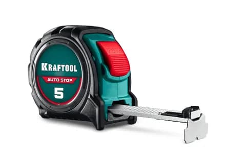 KRAFTOOL AutoStop 5м х 25мм, профессиональная рулетка с автостопом (3412-5-25)