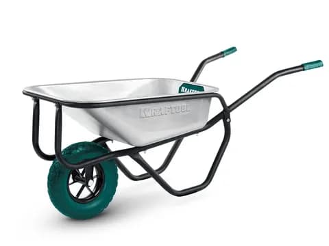 KRAFTOOL MAXDrive-1 110л, 260 кг, одноколесная, с трубным усилителем, кузов 0,9 мм, полиуретановое колесо, тачка строительная (39862)
