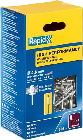 RAPID R:High-performance-rivet, 4.8 х 12 мм, 300 шт, алюминиевая высокопроизводительная заклепка (5001436)