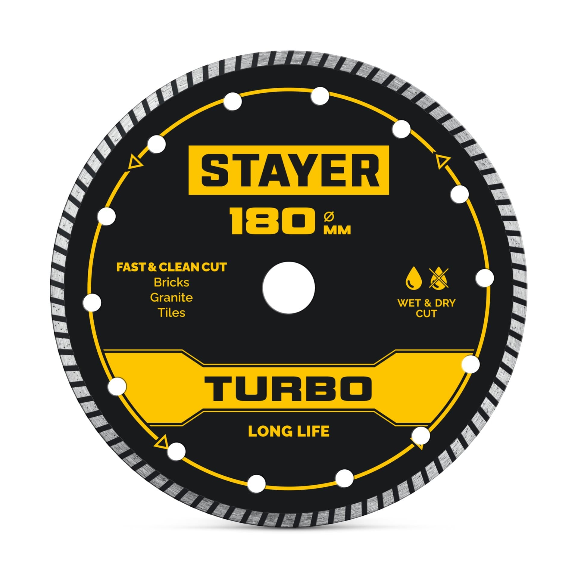 STAYER TURBO 180 мм (22.2 х 7 х 2.6 мм), сегментированный алмазный диск (3662-180)