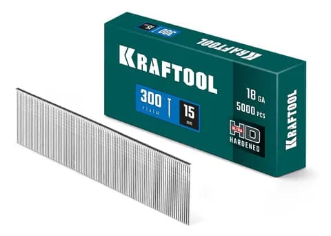 KRAFTOOL гвозди тип 300 (47/J/ F), 15 мм, калибр 18GA. 5000 шт (31785-15)