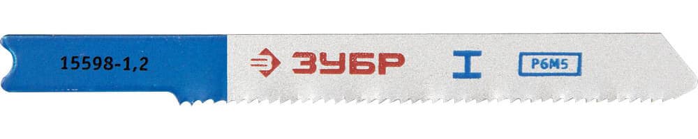 ЗУБР U118A, 2 шт, 50 мм / 1.2 мм, U-хвост., Р6М5 сталь, по металлу толщиной 1.5-2.0 мм, полотна для лобзика, Профессионал (15597-1.2)