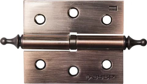 ЗУБР 75 х 63 х 2.5 мм, разъемная, правая, цвет старая медь (AC), 2 шт, карточная петля (37605-075-6R)