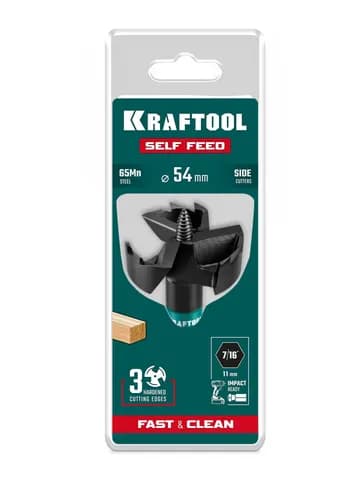 KRAFTOOL SELF FEED d 54 мм, cверло по дереву самоврезающееся (29951-54)