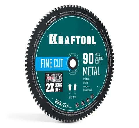 KRAFTOOL Metal Cut 355 х 25.4 мм, 90Т, диск пильный по металлу и стали (36954-355-25.4-90)