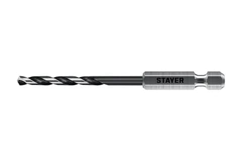 STAYER НЕХ-1/4″, d 4.0 х 98 мм, сверло по металлу для винтовёртов и шуруповертов IMPACT READY (29603-4)