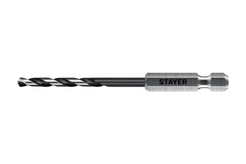 STAYER НЕХ-1/4″, d 3.0 х 84 мм, сверло по металлу для винтовёртов и шуруповертов IMPACT READY (29603-3)