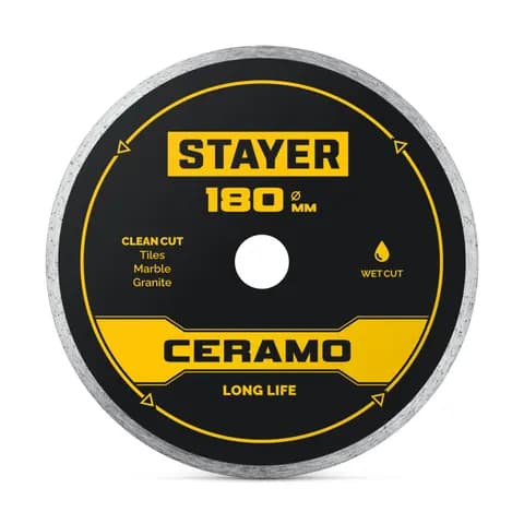 STAYER CERAMO 180 мм (22.2/25.4 х 5 х 2.2 мм), сплошной алмазный диск (3664-180)