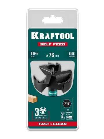 KRAFTOOL SELF FEED d 76 мм, cверло по дереву самоврезающееся (29951-76)