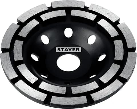 STAYER Double, d 125 мм, двухрядная алмазная шлифовальная чашка (33381-125)