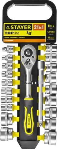 STAYER RSS 21M, 21 предм., (3/8″), набор торцовых головок (27752-H21)