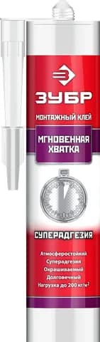 ЗУБР 300 мл, прозрачный, монтажный клей мгновенная хватка (41334)