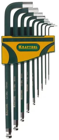 KRAFTOOL HEX-ball, 9 шт, набор длинных шестигранных ключей (27445-H9)