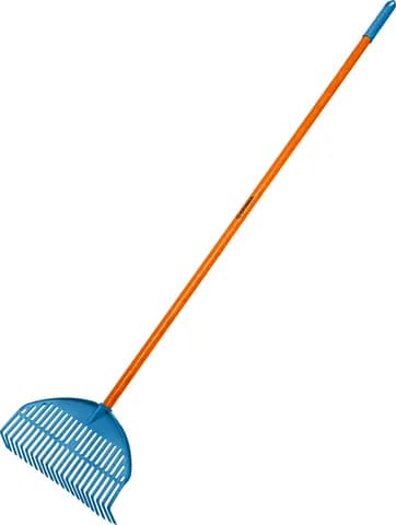 GRINDA PL-22 FIBER, 430 х 40 х 1460 мм, 22 зубца, ударопрочный пластик, фибергласовый черенок, грабли веерные пластиковые, PROLine (421818)