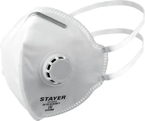 STAYER FV-95, класс защиты FFP2, плоская, фильтрующая полумаска с клапаном выдоха (11113-2)