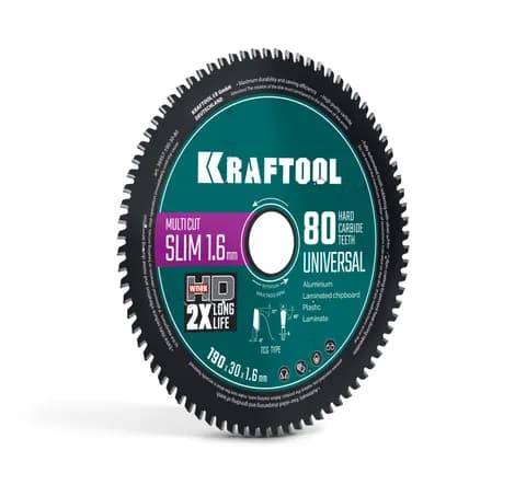 KRAFTOOL Slim multi cut 190 х 30 x 1.6 мм, 80Т, диск пильный по дереву (36957-190-30-80)