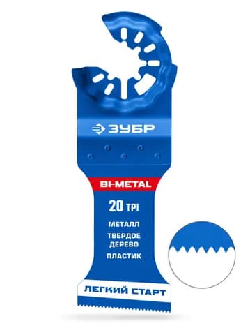 ЗУБР BIM 35x40 мм, 20TPI полотно биметаллическое угловое, чистый рез: металл, твердое дерево, пластик (155741-35-40)