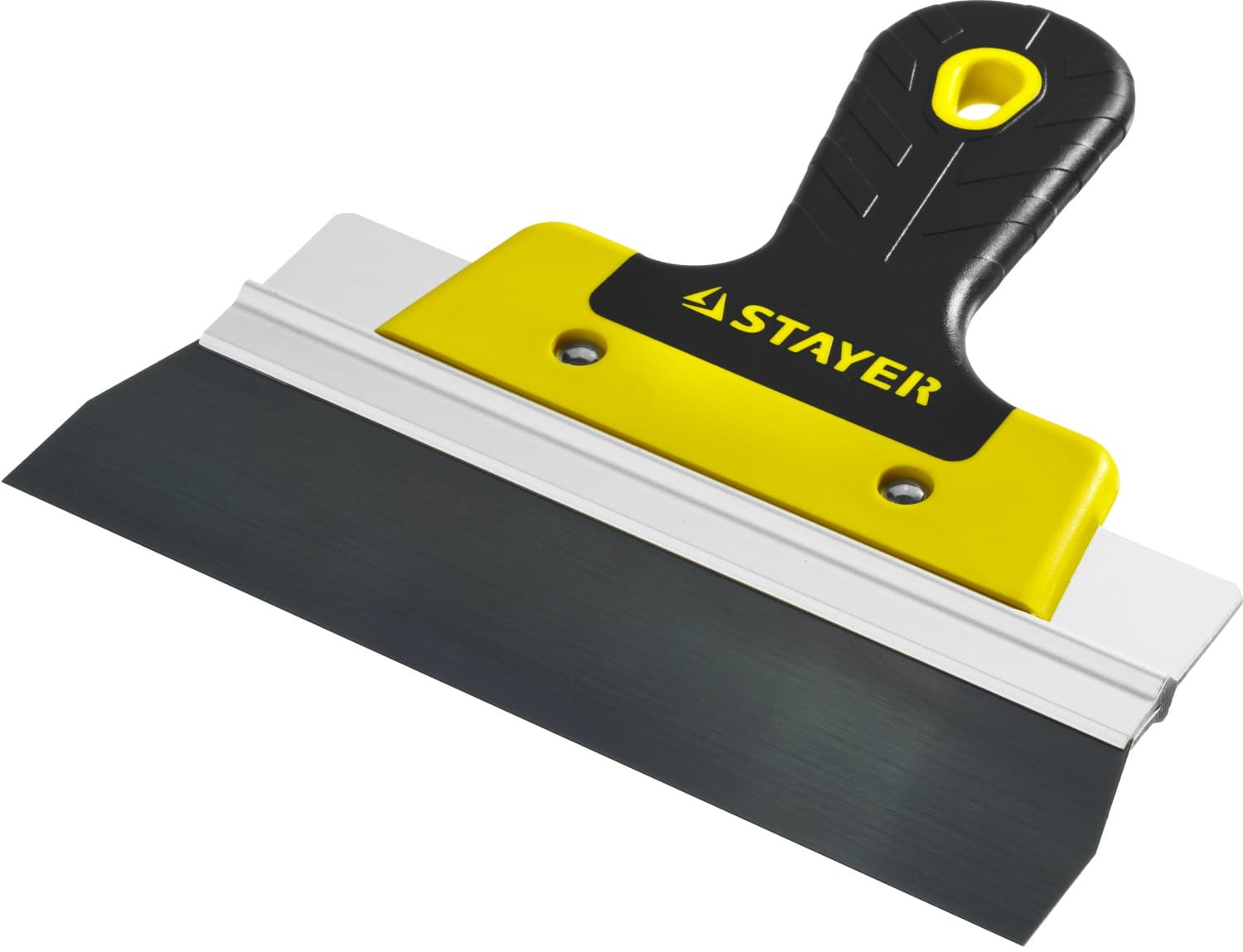 STAYER PROFlat, 200 мм, алюминиевая направляющая, двухкомпонентная ручка, анодированный фасадный шпатель (10045-20)