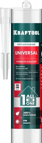 KRAFTOOL UNIVERSAL, 310 мл, белый, универсальный монтажный клей (41341)